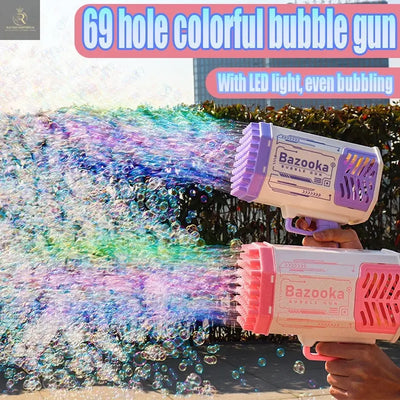 Bubble Gun Rocket 69 Holes Soap Bubbles Machine Gun Shape Automatic Blower With Light Toys For Kids Pomperos - RAGIMA Emporium