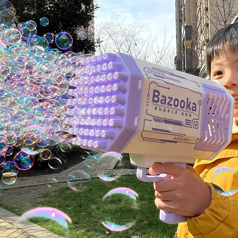 Bubble Gun Rocket 69 Holes Soap Bubbles Machine Gun Shape Automatic Blower With Light Toys For Kids Pomperos - RAGIMA Emporium