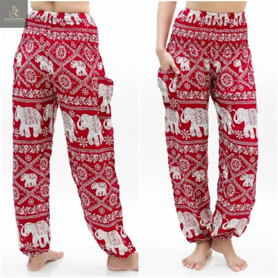 Burgundy ELEPHANT Pants Women Boho Pants Hippie Pants Yoga - RAGIMA Emporium