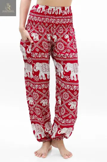 Burgundy ELEPHANT Pants Women Boho Pants Hippie Pants Yoga - RAGIMA Emporium