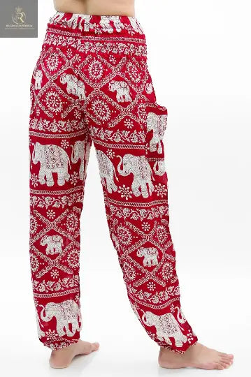 Burgundy ELEPHANT Pants Women Boho Pants Hippie Pants Yoga - RAGIMA Emporium