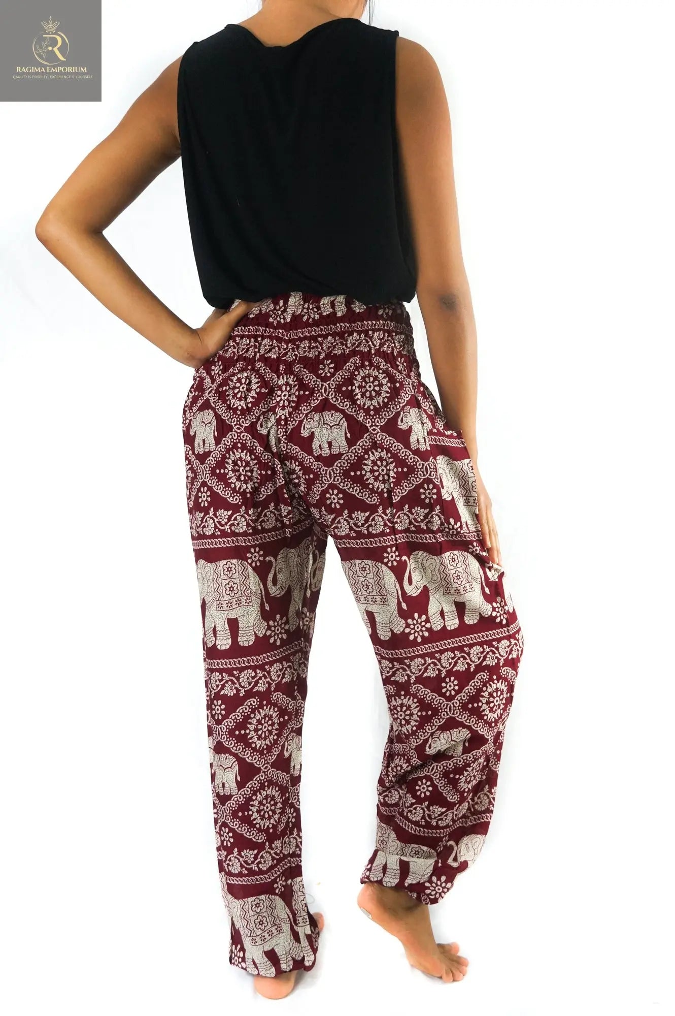 Burgundy ELEPHANT Pants Women Boho Pants Hippie Pants Yoga - RAGIMA Emporium