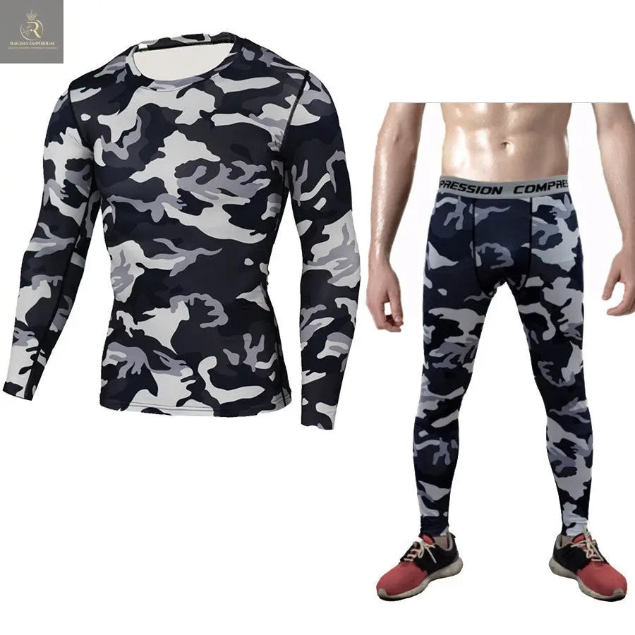 Camouflage Compression Baselayer Set Sports Compression Set Long Sleeve T-Shirt Tights Exercise Clothes Workout Bodysuit Fitness Suits For Men - RAGIMA Emporium