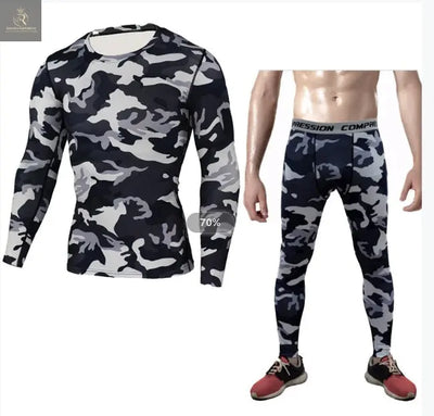 Camouflage Compression Baselayer Set Sports Compression Set Long Sleeve T-Shirt Tights Exercise Clothes Workout Bodysuit Fitness Suits For Men - RAGIMA Emporium