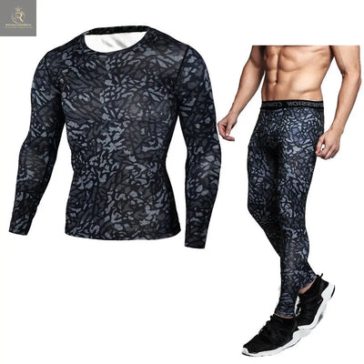 Camouflage Compression Baselayer Set Sports Compression Set Long Sleeve T-Shirt Tights Exercise Clothes Workout Bodysuit Fitness Suits For Men - RAGIMA Emporium