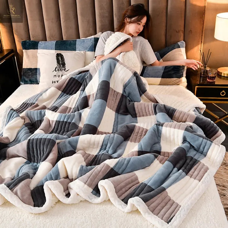 Cashmere Three-layer Blanket Thickened Warm Feather Silk Blanket - RAGIMA Emporium