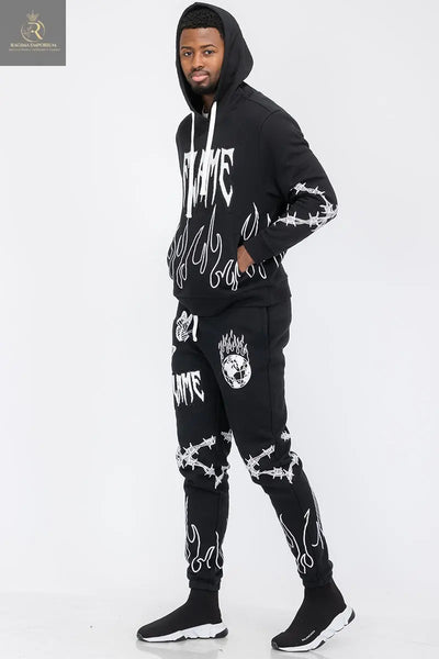 Chenille Flame Sweat Suit - RAGIMA Emporium