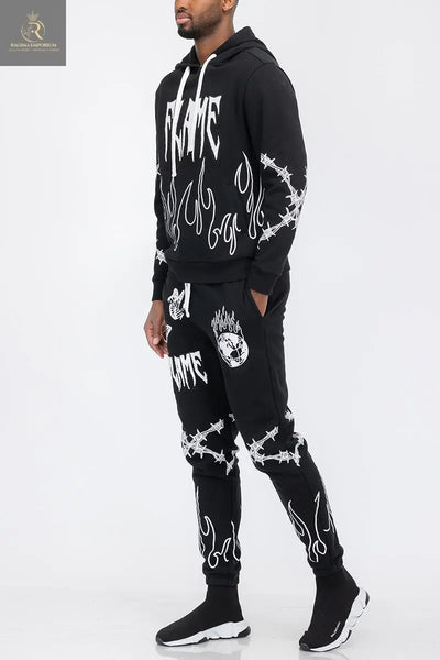 Chenille Flame Sweat Suit - RAGIMA Emporium