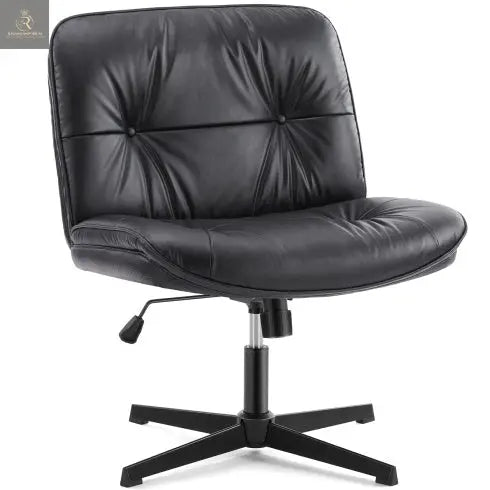 Criss Cross Legged Chair, Armless Office Desk Wide Seat No Wheels, Swivel Height Adjustable Comfy - RAGIMA Emporium