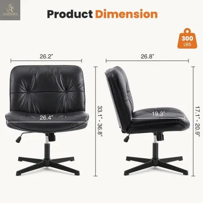 Criss Cross Legged Chair, Armless Office Desk Wide Seat No Wheels, Swivel Height Adjustable Comfy - RAGIMA Emporium