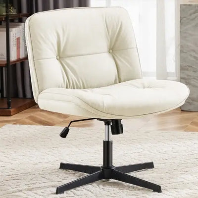 Criss Cross Legged Chair, Armless Office Desk Wide Seat No Wheels, Swivel Height Adjustable Comfy - RAGIMA Emporium