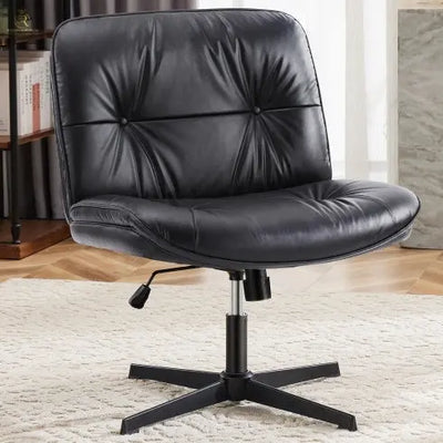 Criss Cross Legged Chair, Armless Office Desk Wide Seat No Wheels, Swivel Height Adjustable Comfy - RAGIMA Emporium