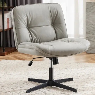 Criss Cross Legged Chair, Armless Office Desk Wide Seat No Wheels, Swivel Height Adjustable Comfy - RAGIMA Emporium