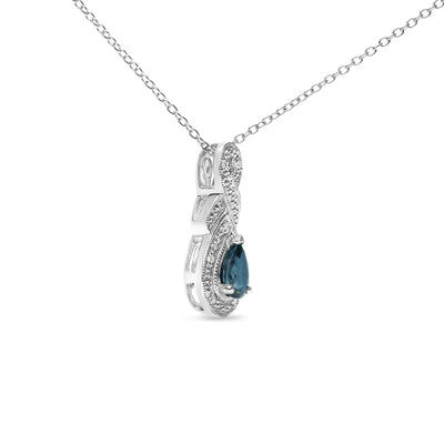 .925 Sterling Silver 6x4mm Pear Sapphire and Diamond Accent Infinity Drop 18" Pendant Necklace (H-I Color, SI1-SI2 Clarity) - RAGIMA Emporium