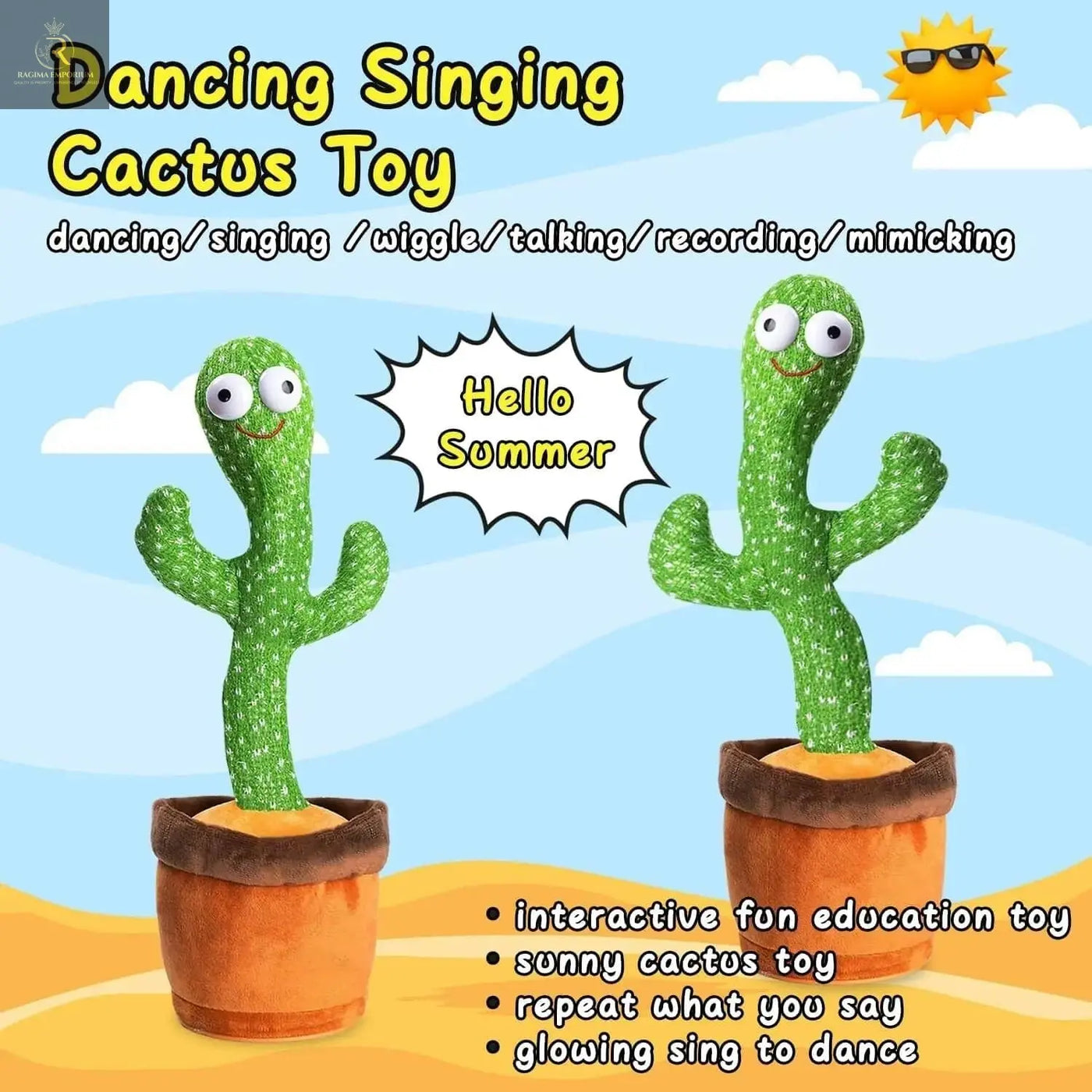 Dancing Cactus Plush Toy Doll Electronic Recording Shake With Song Funny Gift US - RAGIMA Emporium