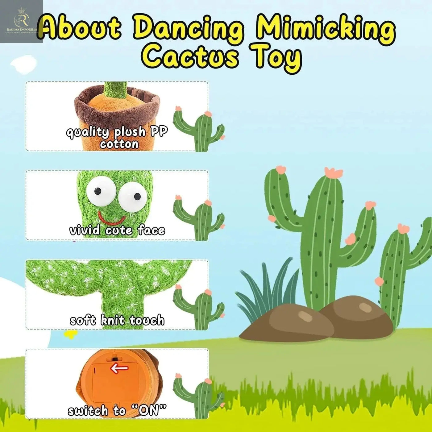 Dancing Cactus Plush Toy Doll Electronic Recording Shake With Song Funny Gift US - RAGIMA Emporium