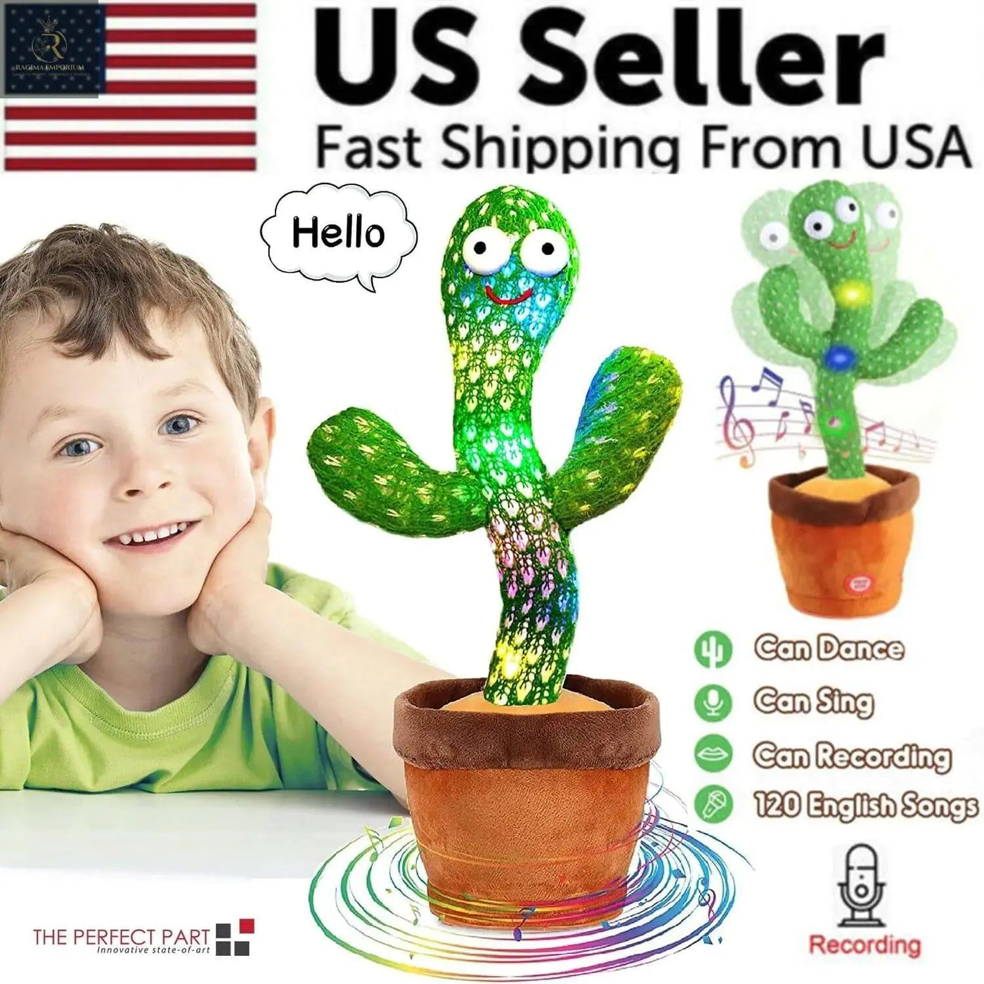 Dancing Cactus Plush Toy Doll Electronic Recording Shake With Song Funny Gift US - RAGIMA Emporium