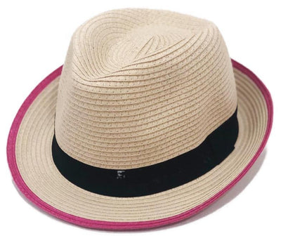 Pink Rim Natural Fedora Hat - RAGIMA Emporium