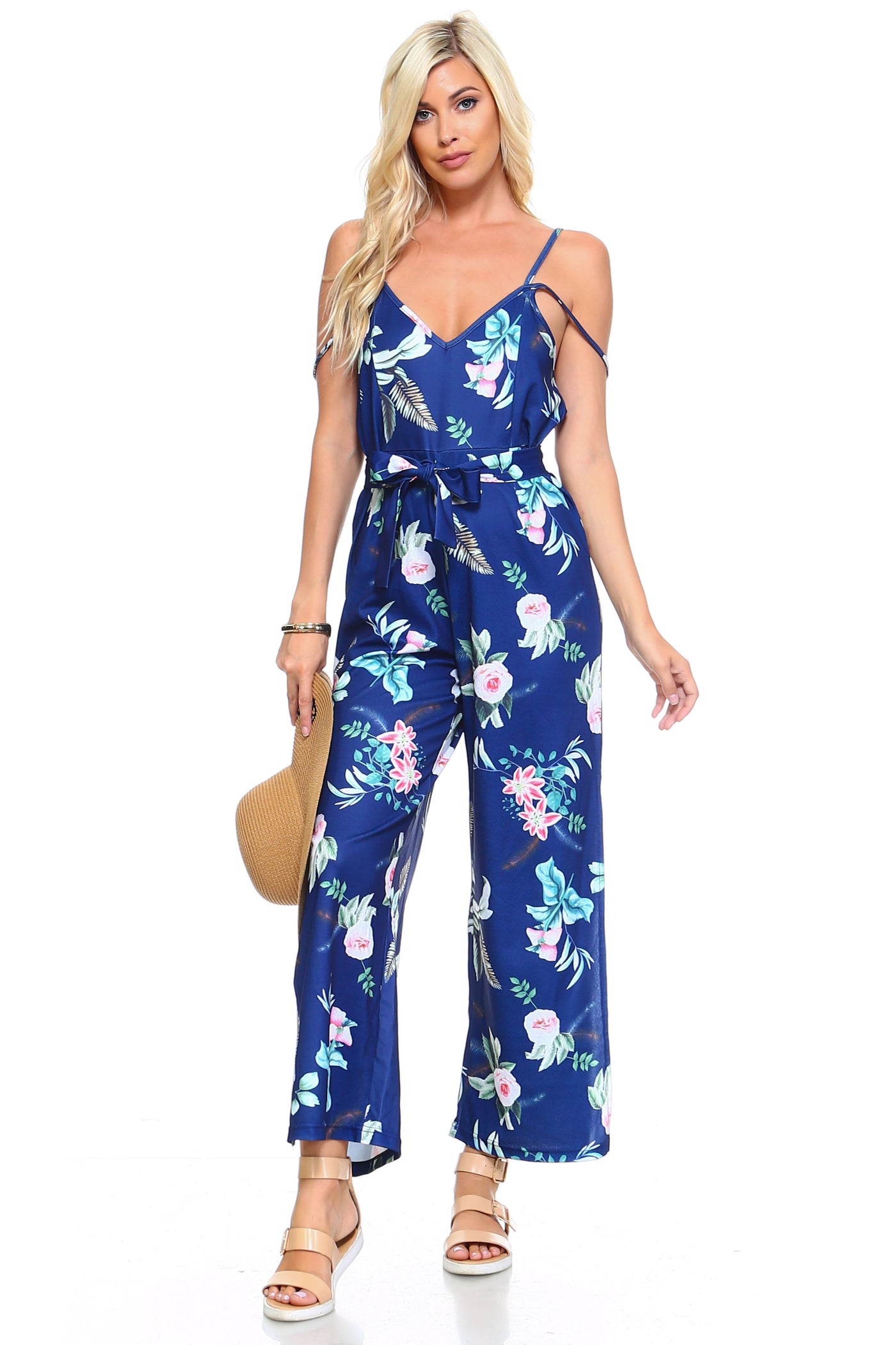 Women's Floral Tie Tank Jumpsuit - RAGIMA Emporium