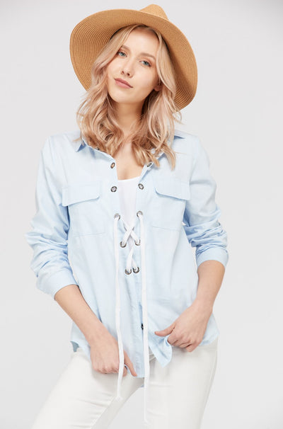 Women's Lace Up Blouse Top - RAGIMA Emporium