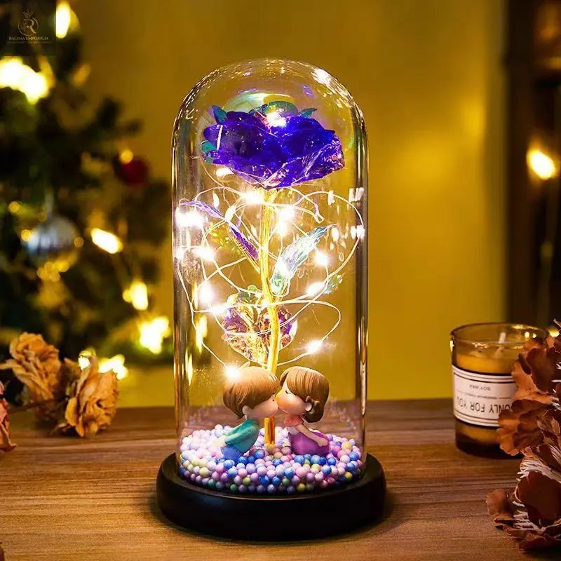 Eternal Rose LED Light Foil Flower In Glass Cover Night Lights Valentines Day Gifts Lamp Decor For For Home Bedroom Wedding Gift Valentine's Day Gifts - RAGIMA Emporium