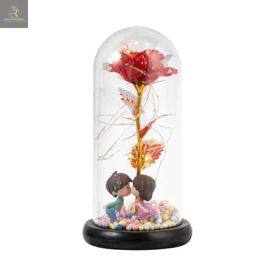 Eternal Rose LED Light Foil Flower In Glass Cover Night Lights Valentines Day Gifts Lamp Decor For For Home Bedroom Wedding Gift Valentine's Day Gifts - RAGIMA Emporium