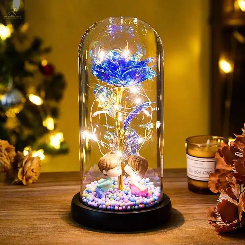 Eternal Rose LED Light Foil Flower In Glass Cover Night Lights Valentines Day Gifts Lamp Decor For For Home Bedroom Wedding Gift Valentine's Day Gifts - RAGIMA Emporium