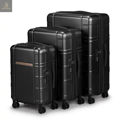 FCH 3-in-1 Set Double Wheel Silent Wheel With Wet & Dry Separation Compartment ABS, PC Trolley Case 20in 24in 28in ABS, PC Inner Aluminum Outer Iron Tie Rod Fabric - Black - RAGIMA Emporium