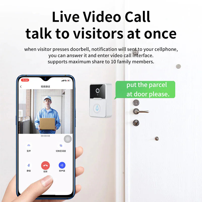 Wireless Security Smart WiFi Doorbell Intercom Video Camera Door Ring Bell Chime - RAGIMA Emporium