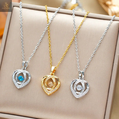 Fashion Dancing Love Necklace With Rhinestones Personality Creative Clavicle Chain Heart-shaped Necklace For Valentine's Day Gift - RAGIMA Emporium