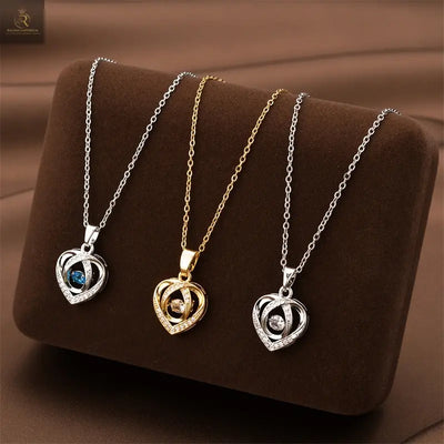 Fashion Dancing Love Necklace With Rhinestones Personality Creative Clavicle Chain Heart-shaped Necklace For Valentine's Day Gift - RAGIMA Emporium