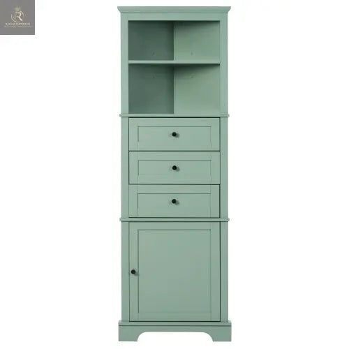 Green Triangular Tall Cabinet With 3 Drawers And Adjustable Shelves For Bathroom, Kitchen Or Living Room - RAGIMA Emporium