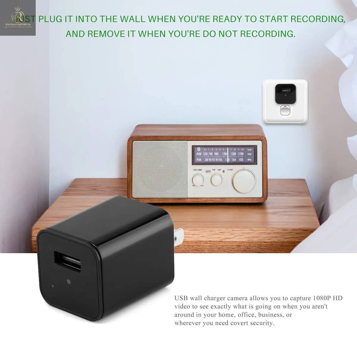 HD 1080P Hidden Camera USB Charger Home Security - RAGIMA Emporium