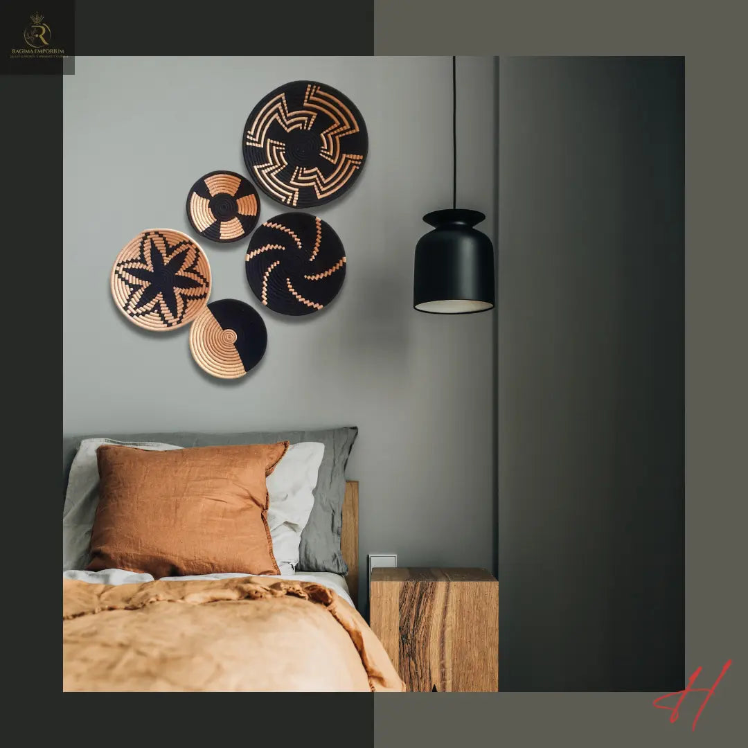 Handwoven Wall Decor Set Black & Natural Artistic Designs - RAGIMA Emporium