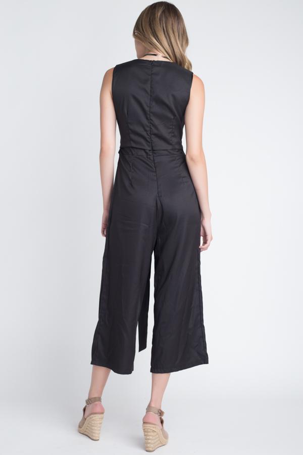 Women's Sleeveless Tie Jumpsuit with Slit - RAGIMA Emporium