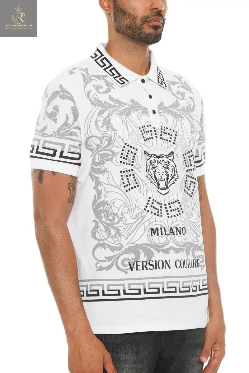 Italian Print Collared Polo Shirt - RAGIMA Emporium