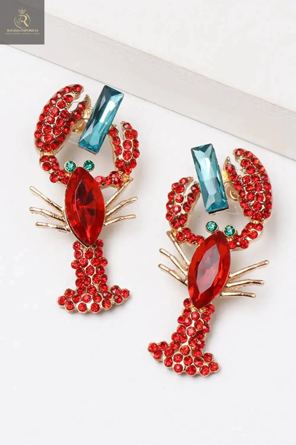 Lobster Shape Glass Stone Dangle Earrings - RAGIMA Emporium