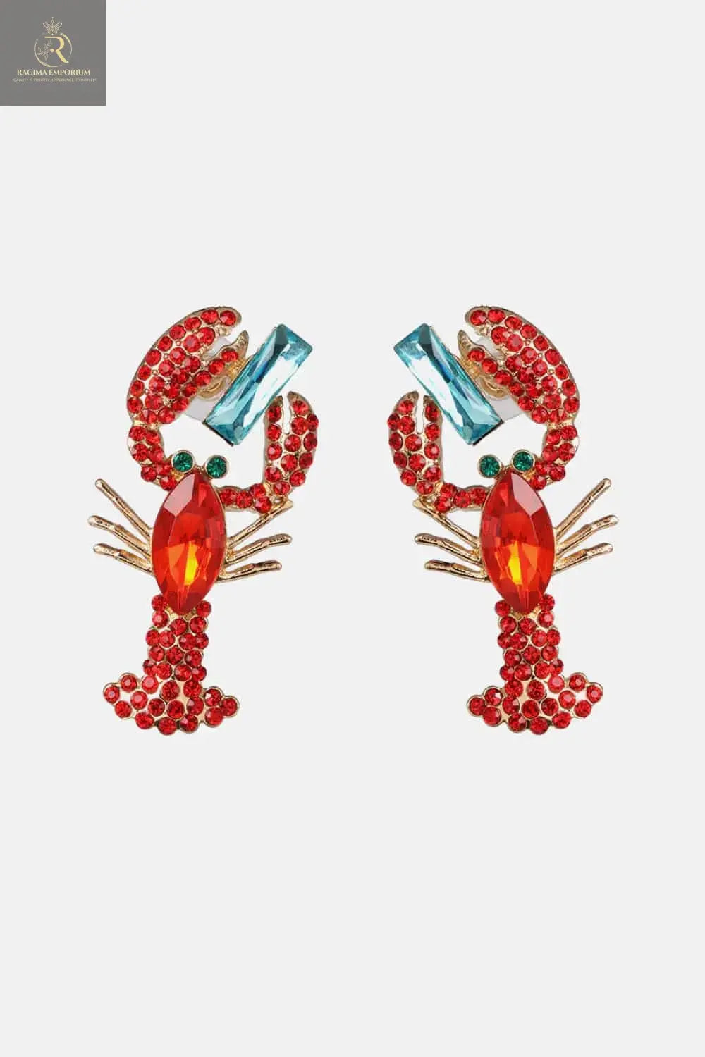 Lobster Shape Glass Stone Dangle Earrings - RAGIMA Emporium