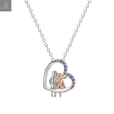 Love Couple Necklace With Colorful Rhinestones Fashion Creative Heart-shaped Necklace For Valentine's Day Gift - RAGIMA Emporium