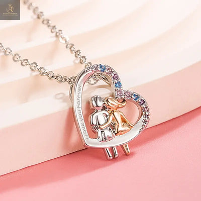 Love Couple Necklace With Colorful Rhinestones Fashion Creative Heart-shaped Necklace For Valentine's Day Gift - RAGIMA Emporium