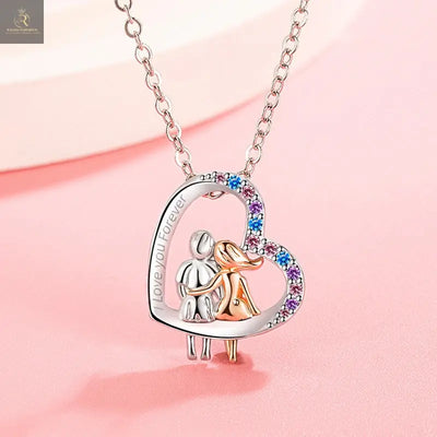 Love Couple Necklace With Colorful Rhinestones Fashion Creative Heart-shaped Necklace For Valentine's Day Gift - RAGIMA Emporium