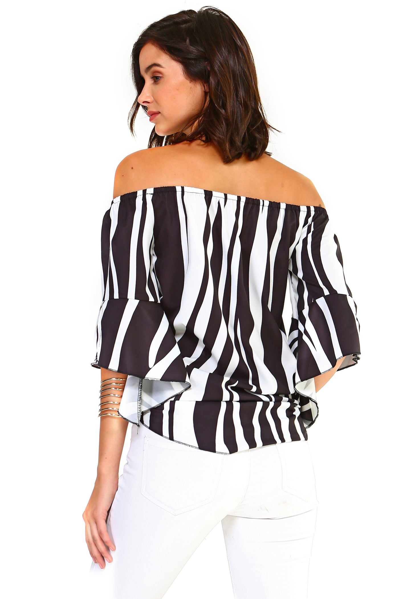 Women's Strapless Striped Bandage Blouse - RAGIMA Emporium