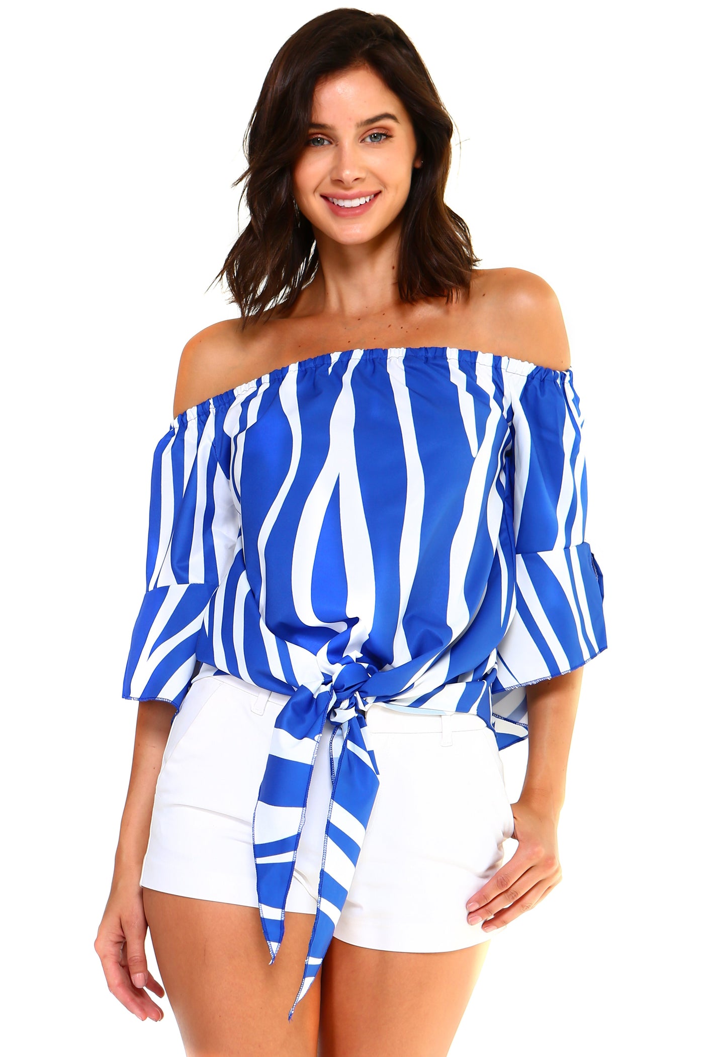 Women's Strapless Striped Bandage Blouse - RAGIMA Emporium