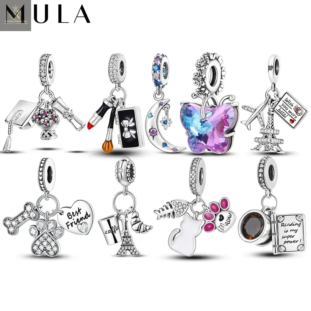 MULA 1PC Coffee Pet Moon Star Silver Plated Pendant Fit Original Snake Chain Charm Bracelet DIY Women Jewelry Gift - RAGIMA Emporium