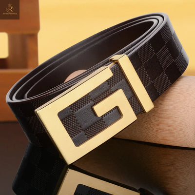 Men's Leather Fashionable Copper Buckle Belt - RAGIMA Emporium