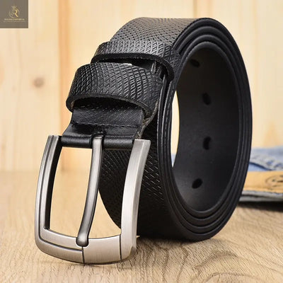 Men's Vintage Cowhide Belt Mesh Embossed Pin Buckle Casual Pants Belt - RAGIMA Emporium