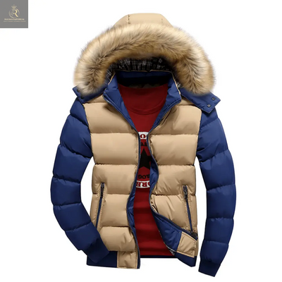 Mens Two Tone Puffer Jacket with Removable Hood - RAGIMA Emporium