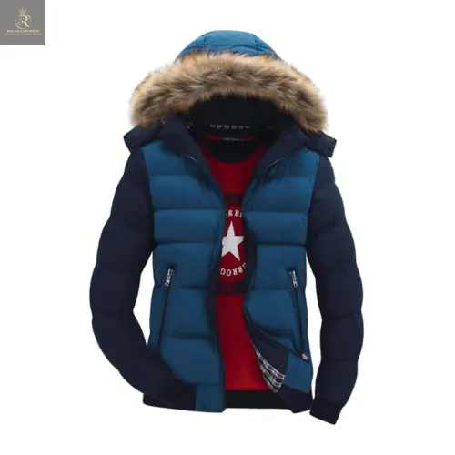 Mens Two Tone Puffer Jacket with Removable Hood - RAGIMA Emporium