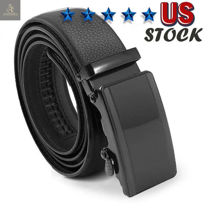 Microfiber Leather Belt For Men BLACK Ratchet Belt Automatic Buckle Closure USA - RAGIMA Emporium