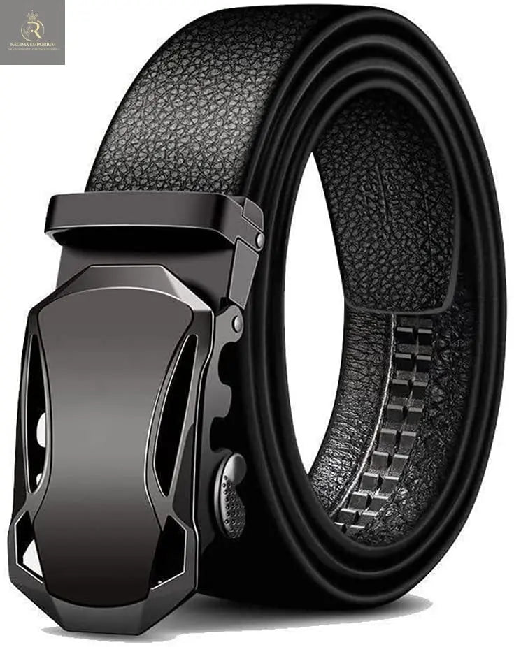 Microfiber Leather Ratchet Belt Adjustable Automatic Buckle Black Belts For Men - RAGIMA Emporium